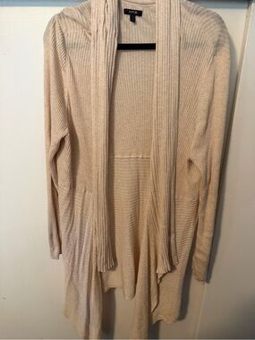 Apt. 9 Cream Ribbed Open Front Drape Cardigan